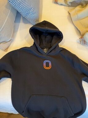 Kids Black Hoodie with Multicolor Ring Logo
